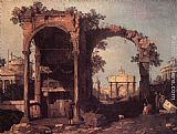 Canaletto Canvas Paintings - Capriccio Ruins and Classic Buildings
